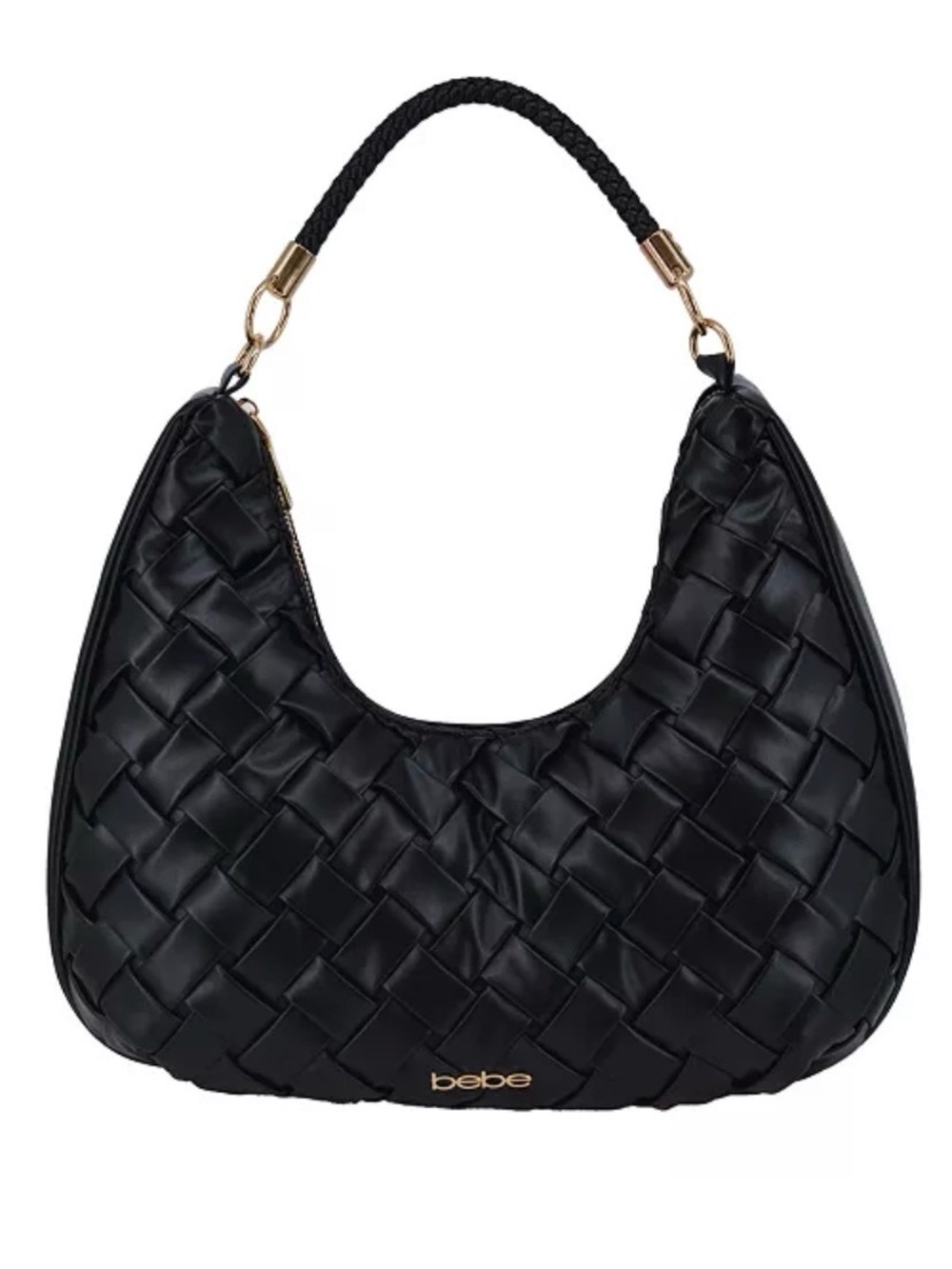 NEW BEBE Luca Hobo Shoulder Bag Vegan Leather - Black - Gold Hardware -NWT Tags